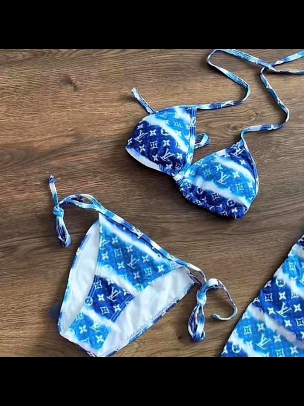 Louis Vuitton Blue Tie-String Bikini Set